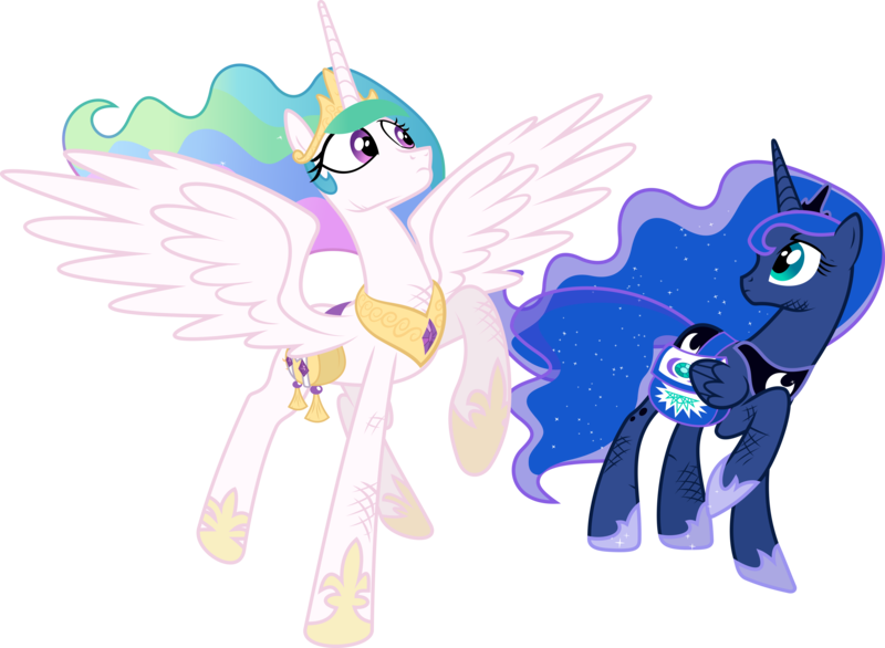 Size: 8188x6000 | Tagged: absurd resolution, artist:thorinair, derpibooru import, injured, no tail, princess celestia, princess luna, princess twilight sparkle (episode), safe, simple background, transparent background, vector