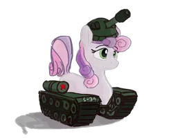Size: 1149x917 | Tagged: artist needed, derpibooru import, inanimate tf, pony tank, safe, solo, sweetie belle, tank pony, tank (vehicle), transformation, wat
