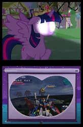 Size: 1029x1581 | Tagged: safe, derpibooru import, twilight sparkle, twilight sparkle (alicorn), alicorn, pony, princess twilight sparkle (episode), amuro ray, double zeta gundam, exploitable meme, female, glowing eyes, gundam, gundam vs zeta gundam, mare, meme, mobile suit gundam, obligatory pony, projector, psycho gundam, twilight projector, video game