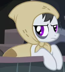 Size: 225x250 | Tagged: safe, derpibooru import, screencap, soot stain, earth pony, pony, hearth's warming eve (episode), background pony, bags under eyes, cropped, earth pony tribe, female, hearth's warming eve, mare, solo, unamused