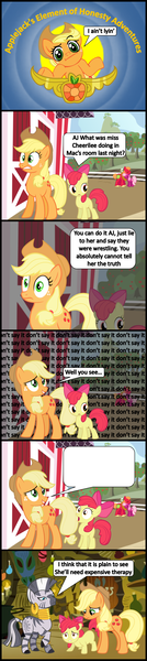 Size: 1047x4691 | Tagged: suggestive, artist:bronybyexception, derpibooru import, apple bloom, applejack, big macintosh, cheerilee, zecora, earth pony, pony, zebra, applejack's element of honesty adventures, cauldron, cheerimac, comic, element of honesty, female, honesty, implied sex, male, messy mane, shipping, stallion, straight, zecora's hut