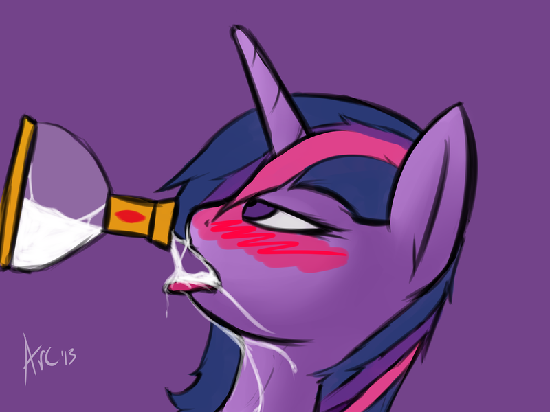 Size: 1280x960 | Tagged: artist:amnease, blushing, derpibooru import, drinking, female, flashback potion, not milk, potion, princess twilight sparkle (episode), solo, solo female, suggestive, twilight sparkle