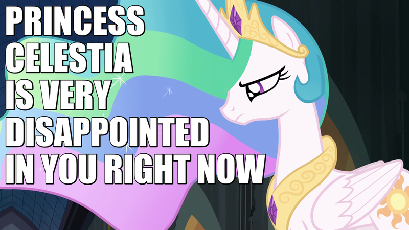 Size: 960x540 | Tagged: safe, derpibooru import, edit, edited screencap, screencap, princess celestia, alicorn, pony, princess twilight sparkle (episode), caption, female, image macro, mare, meme, reaction image, solo, text