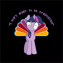 Size: 600x600 | Tagged: :<, bird, black background, derpibooru import, eye twitch, frown, looking at you, nbc, peacock, safe, simple background, solo, twilight sparkle, wide eyes