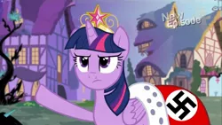 Size: 1920x1080 | Tagged: safe, deleted from derpibooru, derpibooru import, twilight sparkle, twilight sparkle (alicorn), alicorn, pony, big crown thingy, element of magic, female, jewelry, mare, nazi, regalia, solo, wat