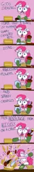 Size: 384x1920 | Tagged: safe, artist:aa, derpibooru import, pinkie pie, earth pony, pony, bowl, cake, clothes, comic, costume, facial hair, food, monty python, monty python's flying circus, moustache, mr gumby