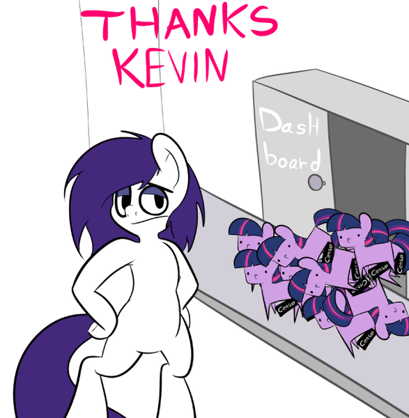 Size: 639x653 | Tagged: questionable, artist:extradan, derpibooru import, twilight sparkle, oc, oc:extradan pony, pony, bipedal, censored, futa, futa twilight sparkle, intersex, kevinsano's birthday, looking at you, meta