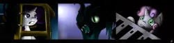 Size: 3072x768 | Tagged: alien, alien (franchise), crossover, derpibooru import, power loader, queen chrysalis, rarity, safe, sweetie belle, xenomorph queen