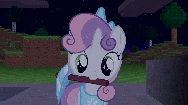 Size: 640x360 | Tagged: animated, artist:jan, button mash, cookie, creeper, cute, derpibooru import, diasweetes, don't mine at night, enderman, endermane, explosion, food, minecraft, mouth hold, nom, pickaxe, safe, sweetie belle