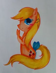 Size: 819x1065 | Tagged: applejack (g1), artist:airyu, bow, derpibooru import, g1, safe, solo, tail bow, traditional art