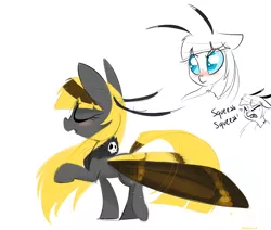 Size: 1500x1269 | Tagged: artist:meekcheep, death's-head hawkmoth, derpibooru import, moth, moth noises, mothpony, moth pony general, oc, oc:hexferry, original species, safe, solo, squeak, unofficial characters only