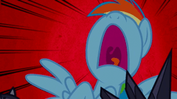 Size: 550x309 | Tagged: safe, derpibooru import, rainbow dash, castle mane-ia, aaugh!, animated, mouth, nose in the air, scared, screaming, solo, tongue out, uvula, yelling