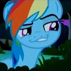 Size: 338x338 | Tagged: safe, derpibooru import, screencap, rainbow dash, daring don't, season 4, faic, grin, lip bite, smiling, smirk, smug, smugdash, solo