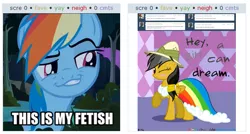 Size: 585x313 | Tagged: daring do, daring don't, derpibooru, derpibooru import, exploitable meme, juxtaposition, juxtaposition win, meme, meta, rainbow dash, safe