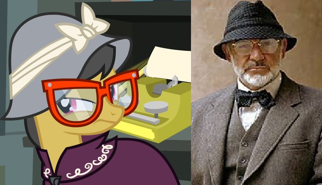 Size: 644x370 | Tagged: a.k. yearling, comparison, daring do, daring don't, derpibooru import, glasses, henry jones, indiana jones, safe, sean connery