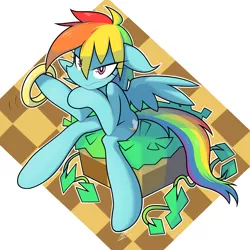 Size: 1800x1800 | Tagged: artist:red-poni, crossover, derpibooru import, dirt cube, green hill zone, jewelry, rainbow dash, ring, safe, semi-anthro, sitting, solo, sonic the hedgehog (series), style emulation