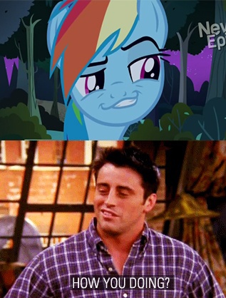 Size: 317x418 | Tagged: daring don't, derpibooru import, exploitable meme, face, faic, f.r.i.e.n.d.s, joey tribbiani, matt leblanc, meme, rainbow dash, safe, smug, smugdash