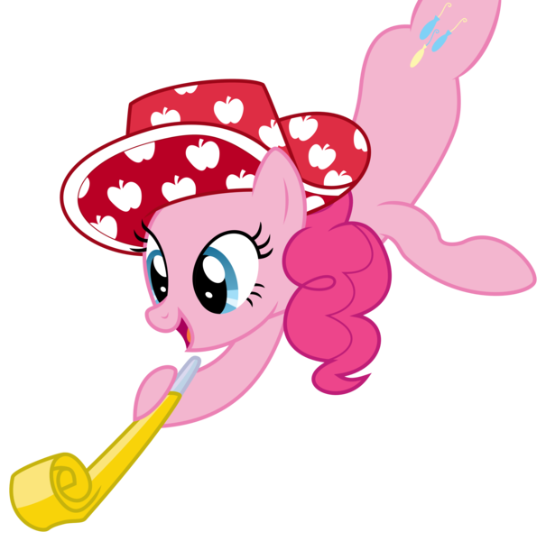 Size: 3900x3869 | Tagged: apple hat, artist:synch-anon, artist:twiforce, daring don't, derpibooru import, hat, high res, party horn, party stetson, pinkie pie, safe, season 4, simple background, solo, transparent background, vector