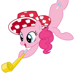 Size: 3900x3869 | Tagged: apple hat, artist:synch-anon, artist:twiforce, daring don't, derpibooru import, hat, high res, party horn, party stetson, pinkie pie, safe, season 4, simple background, solo, transparent background, vector