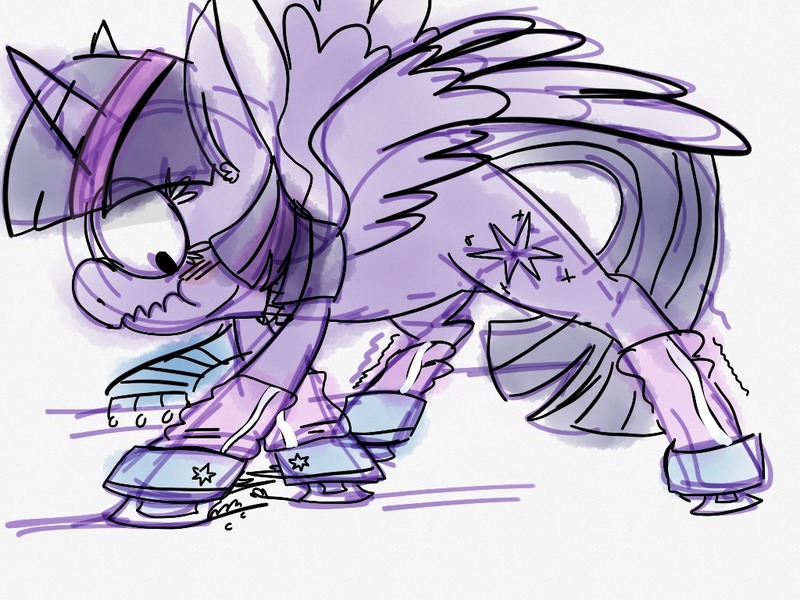 Size: 1024x768 | Tagged: safe, artist:supernoncutie, derpibooru import, twilight sparkle, twilight sparkle (alicorn), alicorn, pony, female, ice skates, ice skating, mare, solo