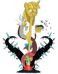 Size: 600x760 | Tagged: artist:xkappax, black vine, derpibooru import, discord, meme, plunder seeds, princess twilight sparkle (episode), safe, scepter, solo, twilight scepter