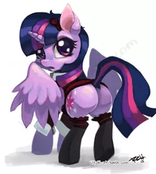 Size: 1280x1423 | Tagged: suggestive, artist:lil-kalli, derpibooru import, twilight sparkle, twilight sparkle (alicorn), alicorn, pony, butt, clothes, female, mare, plot, solo