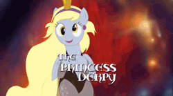 Size: 639x356 | Tagged: safe, derpibooru import, derpy hooves, pegasus, pony, ponies: the anthology 3, animated, cute, derpabetes, don bluth, dragon's lair, female, mare, princess, princess daphne, princess derpy, solo