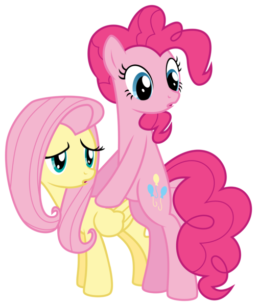 Size: 3410x4064 | Tagged: safe, artist:synch-anon, artist:twiforce, derpibooru import, fluttershy, pinkie pie, pony, daring don't, season 4, absurd resolution, bipedal, simple background, transparent background, vector