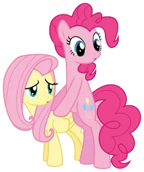 Size: 3410x4064 | Tagged: safe, artist:synch-anon, artist:twiforce, derpibooru import, fluttershy, pinkie pie, pony, daring don't, season 4, absurd resolution, bipedal, simple background, transparent background, vector