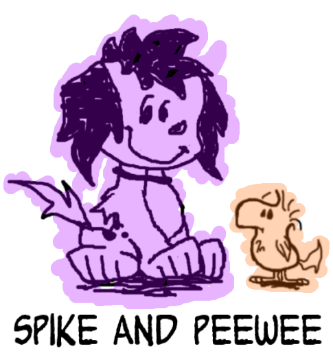 Size: 485x513 | Tagged: safe, artist:thatfrankster, derpibooru import, peewee, spike, dog, equestria girls, charles m schulz, peanuts, snoopy, spike the dog, style emulation, woodstock (peanuts)