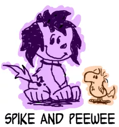 Size: 485x513 | Tagged: safe, artist:thatfrankster, derpibooru import, peewee, spike, dog, equestria girls, charles m schulz, peanuts, snoopy, spike the dog, style emulation, woodstock (peanuts)