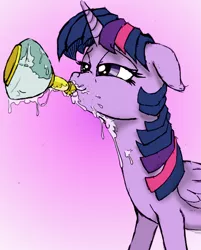 Size: 544x676 | Tagged: suggestive, artist:latios69, artist:stradivarius, derpibooru import, twilight sparkle, twilight sparkle (alicorn), alicorn, pony, princess twilight sparkle (episode), drinking, female, flashback potion, mare, messy drinking, not milk, solo, solo female