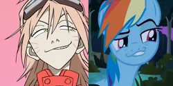 Size: 800x401 | Tagged: comparison, daring don't, derpibooru import, faic, flcl, haruhara haruko, look-alike, meme, mind blown, rainbow dash, reddit, safe, smiling, smirk, smug, smugdash