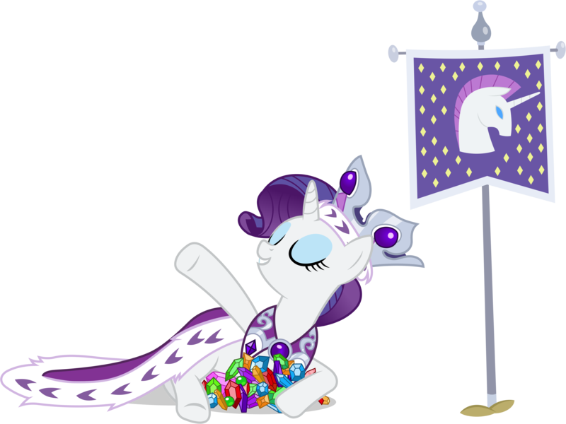 Size: 6280x4710 | Tagged: safe, artist:90sigma, derpibooru import, princess platinum, rarity, pony, unicorn, hearth's warming eve (episode), .svg available, absurd resolution, banner, cape, clothes, crown, eyes closed, female, flag, gem, hanging banner, hearth's warming eve, jewelry, mare, regalia, simple background, solo, transparent background, unicornia, vector