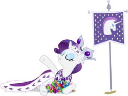 Size: 6280x4710 | Tagged: safe, artist:90sigma, derpibooru import, princess platinum, rarity, pony, unicorn, hearth's warming eve (episode), .svg available, absurd resolution, banner, cape, clothes, crown, eyes closed, female, flag, gem, hanging banner, hearth's warming eve, jewelry, mare, regalia, simple background, solo, transparent background, unicornia, vector