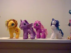 Size: 640x480 | Tagged: safe, derpibooru import, applejack, cheerilee, twilight sparkle, twilight sparkle (alicorn), vinyl scratch, alicorn, pony, female, funrise, irl, mare, photo, plushie