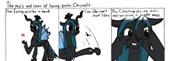 Size: 1338x470 | Tagged: artist:livingpixel, candy, comic, cyanide & happiness, derpibooru import, food, queen chrysalis, safe, skittles, solo