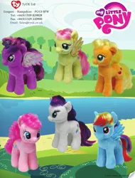 Size: 462x608 | Tagged: safe, derpibooru import, official, applejack, fluttershy, pinkie pie, rainbow dash, rarity, twilight sparkle, twilight sparkle (alicorn), alicorn, pony, beanie (plushie), female, irl, mane six, mare, photo, plushie, ty