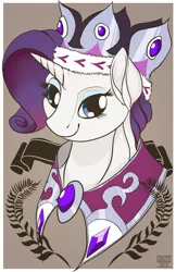 Size: 1024x1583 | Tagged: artist:blindcoyote, bust, clothes, costume, derpibooru import, hearth's warming eve, hearth's warming eve (episode), portrait, princess platinum, rarity, safe, solo