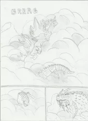 Size: 762x1048 | Tagged: artist:johng117, bear, crossover, derpibooru import, godzilla, godzilla (series), grayscale, grimdark, kaiju, monochrome, pencil drawing, rise of the kaiju, traditional art, ursa, ursa minor