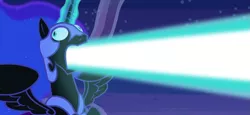 Size: 1287x591 | Tagged: derp, derpibooru import, edit, edited screencap, glowing horn, horn, laser, magic, nightmare moon, open mouth, princess twilight sparkle (episode), safe, screencap, shoop da whoop, solo, spread wings, wide eyes, wings