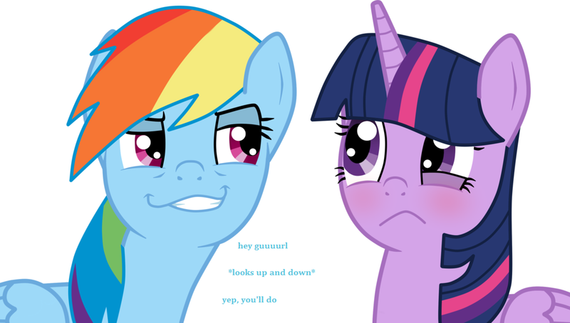 Size: 1024x581 | Tagged: safe, derpibooru import, rainbow dash, twilight sparkle, twilight sparkle (alicorn), alicorn, pony, faic, female, lesbian, mare, meme, rainbow dash's pick-up lines, shipping, smug, smugdash, twidash