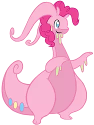 Size: 753x1000 | Tagged: artist:skiddlezizkewl, crossover, derpibooru import, female, goodra, pinkie pie, pokefied, pokémon, safe, simple background, slime, solo, species swap, transparent background