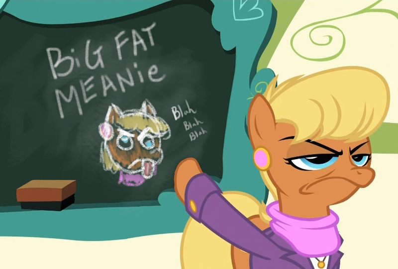 Size: 880x595 | Tagged: big fat meanie, chalkboard, derpibooru import, exploitable meme, flight to the finish, meme, ms. harshwhinny, ms. harshwhinny's professional chalkboard, new student starfish, obligatory pony, safe, spongebob squarepants