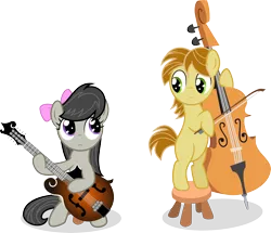 Size: 6997x6020 | Tagged: safe, artist:agamnentzar, derpibooru import, octavia melody, oc, oc:mandopony, ponified, earth pony, pony, absurd resolution, bow, bow (instrument), cello, cello bow, colt, female, filly, hair bow, male, mandolin, musical instrument, younger