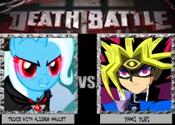 Size: 1008x720 | Tagged: alicorn amulet, death battle, derpibooru import, exploitable meme, meme, safe, trixie, yami yugi, yugi muto, yu-gi-oh!