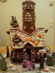 Size: 2448x3264 | Tagged: artist:basbarduu, derpibooru import, gingerbread (food), gingerbread house, irl, photo, pinkie pie, safe, sugarcube corner, toy