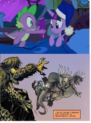 Size: 540x724 | Tagged: safe, artist:jeffzornow, derpibooru import, idw, twilight sparkle, twilight sparkle (alicorn), alicorn, kaiju, pony, female, gaira, godzilla (series), godzilla: rulers of the earth, mare, meme, sanda, spike's comic, varan