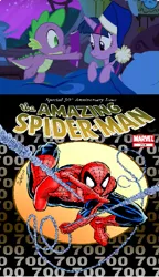 Size: 529x920 | Tagged: safe, derpibooru import, spike, twilight sparkle, twilight sparkle (alicorn), alicorn, pony, comic book meme, exploitable meme, female, mare, meme, obligatory pony, spider-man, this will end in tears