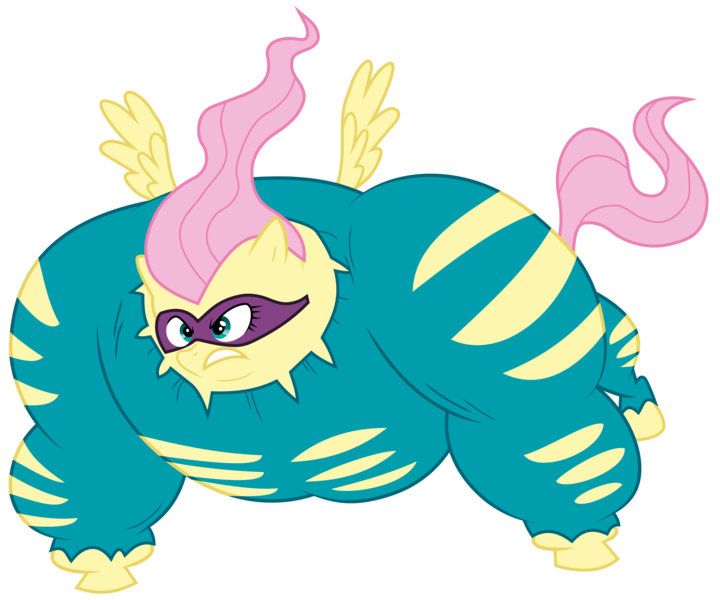 Size: 7197x6000 | Tagged: absurd resolution, artist:byteslice, derpibooru import, flutterhulk, fluttershy, power ponies, power ponies (episode), saddle rager, safe, simple background, solo, transparent background, vector